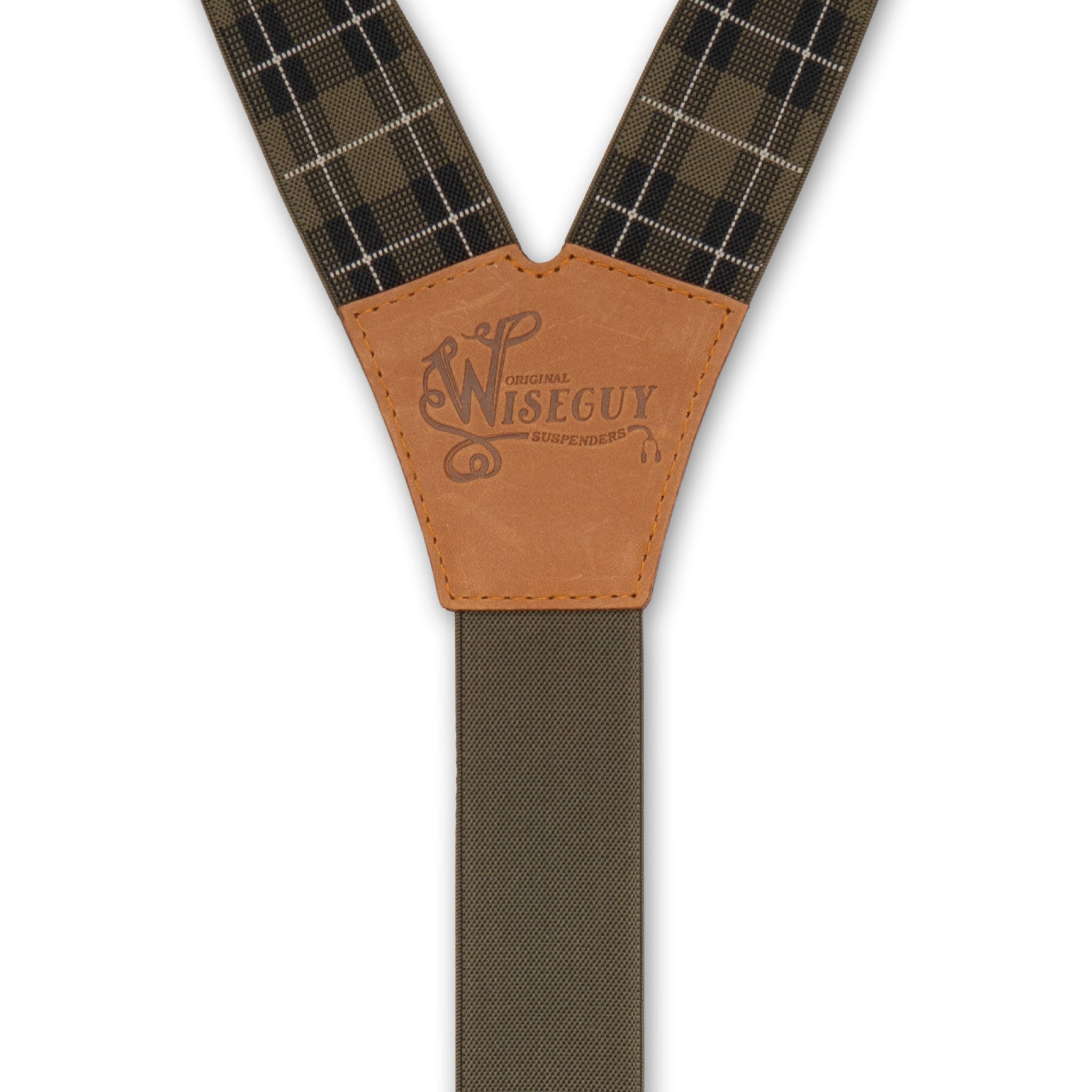 Tartan Oliv-Schwarz Breite Hosenträger No. E5412
