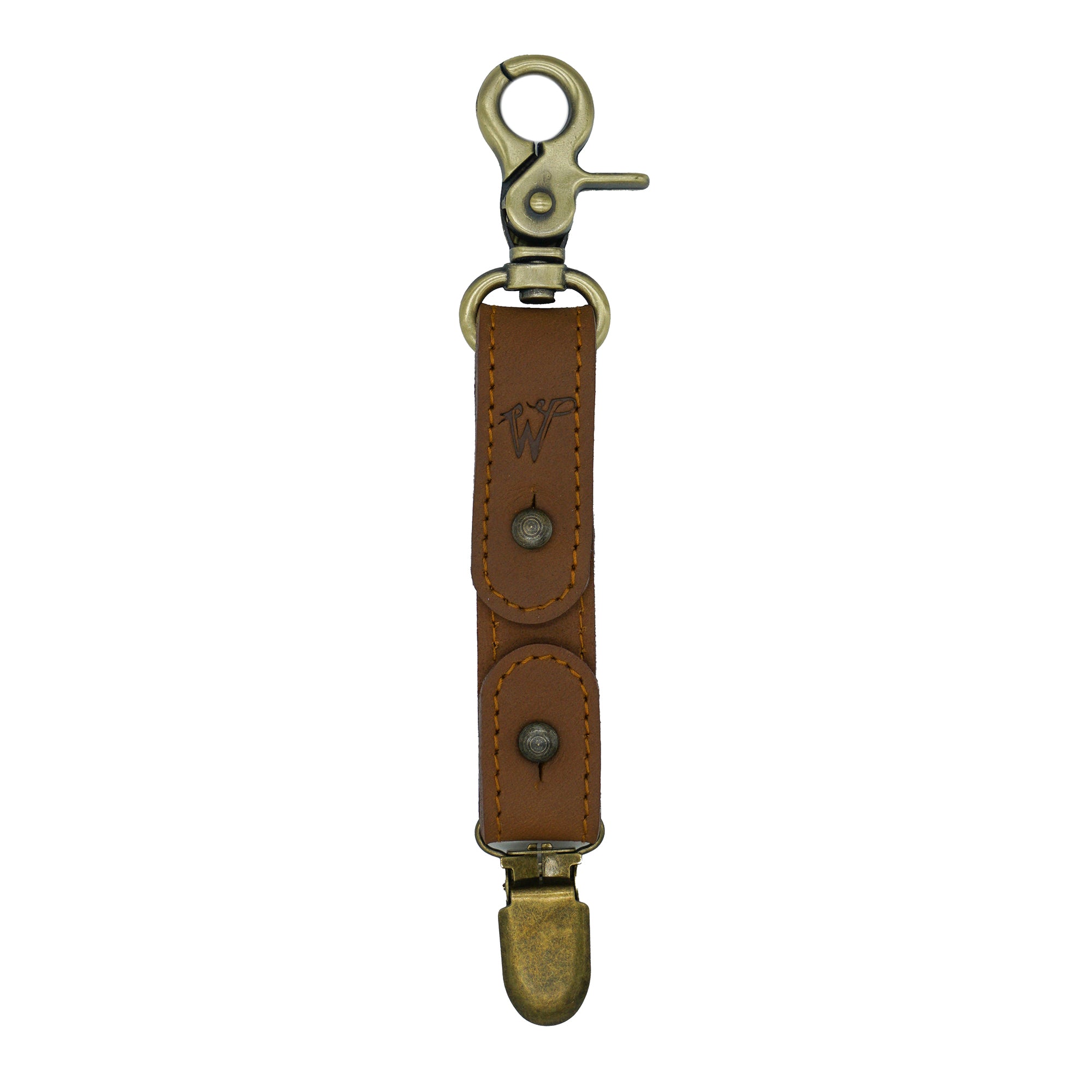 Porte-Clés / Porte-Chapeau Cuir Surpiqué Marron Camel No. A8017