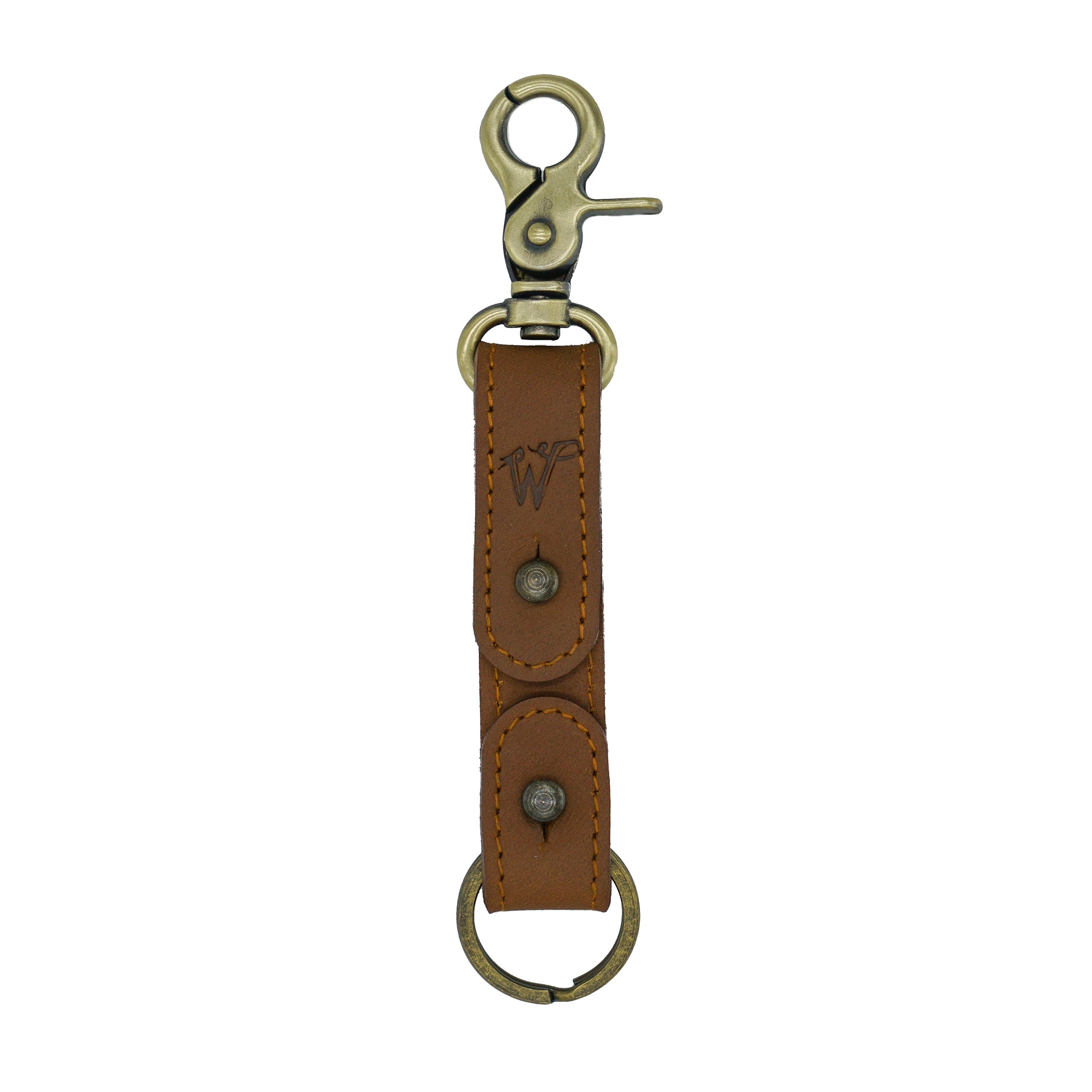 Porte-Clés / Porte-Chapeau Cuir Surpiqué Marron Camel No. A8017