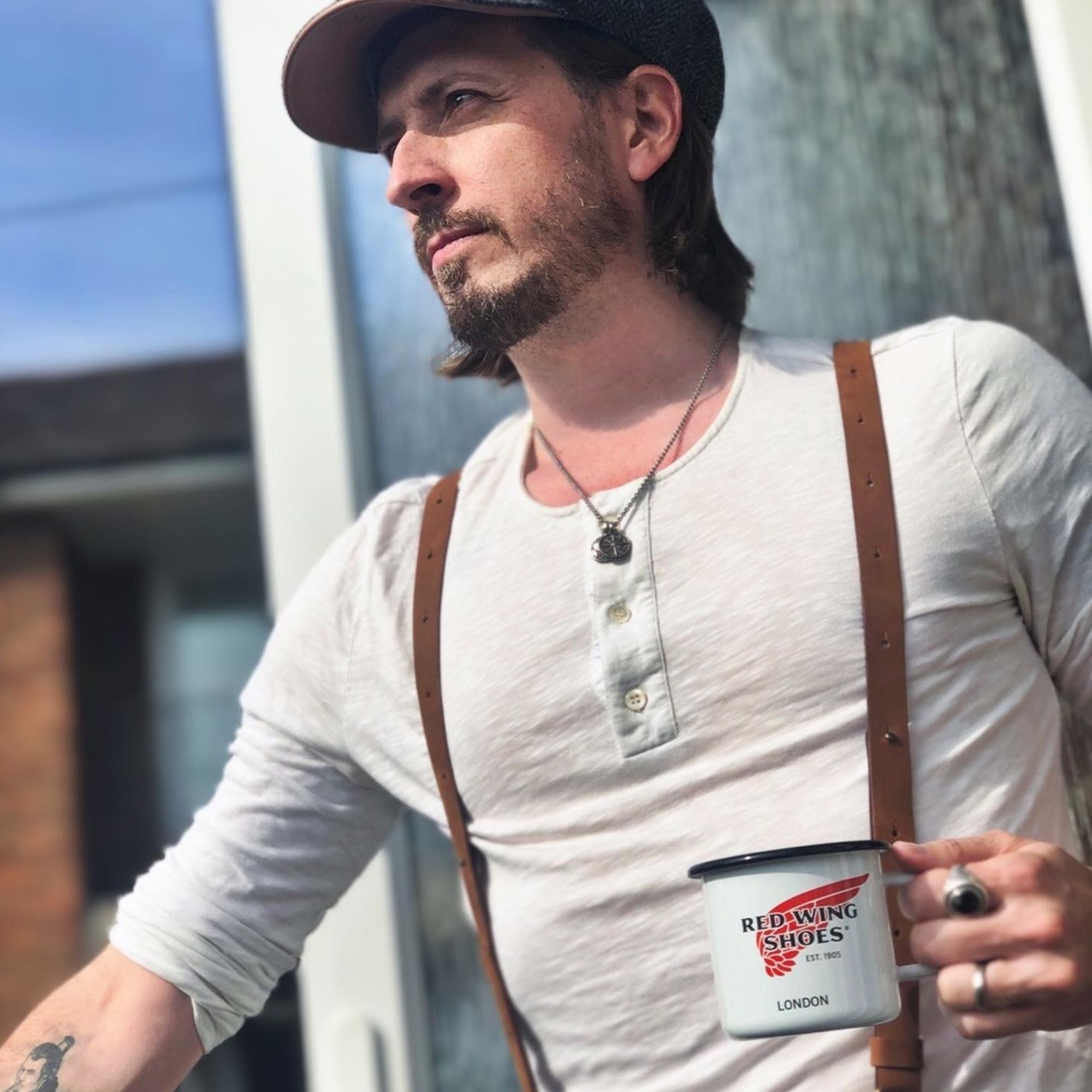 パーツ wiseguy Authentic nubuck leather Camel Brown Flex Suspenders – Crazy Horse