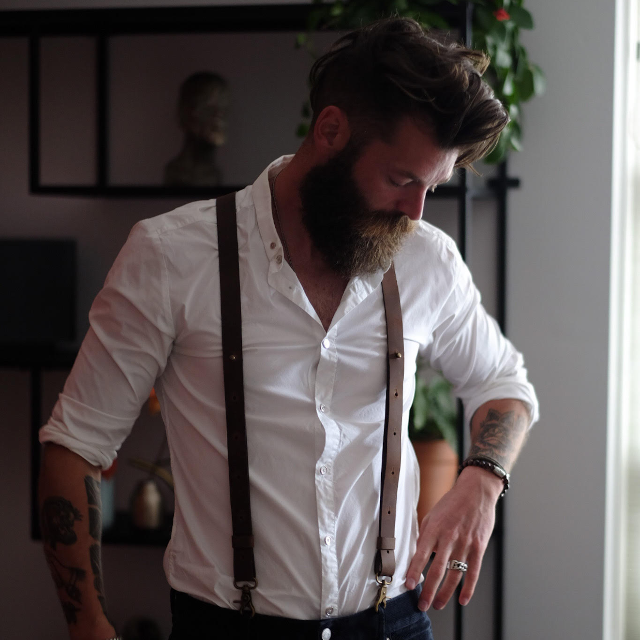 Crazy Horse Schmale Hosenträger Braun No. L2010