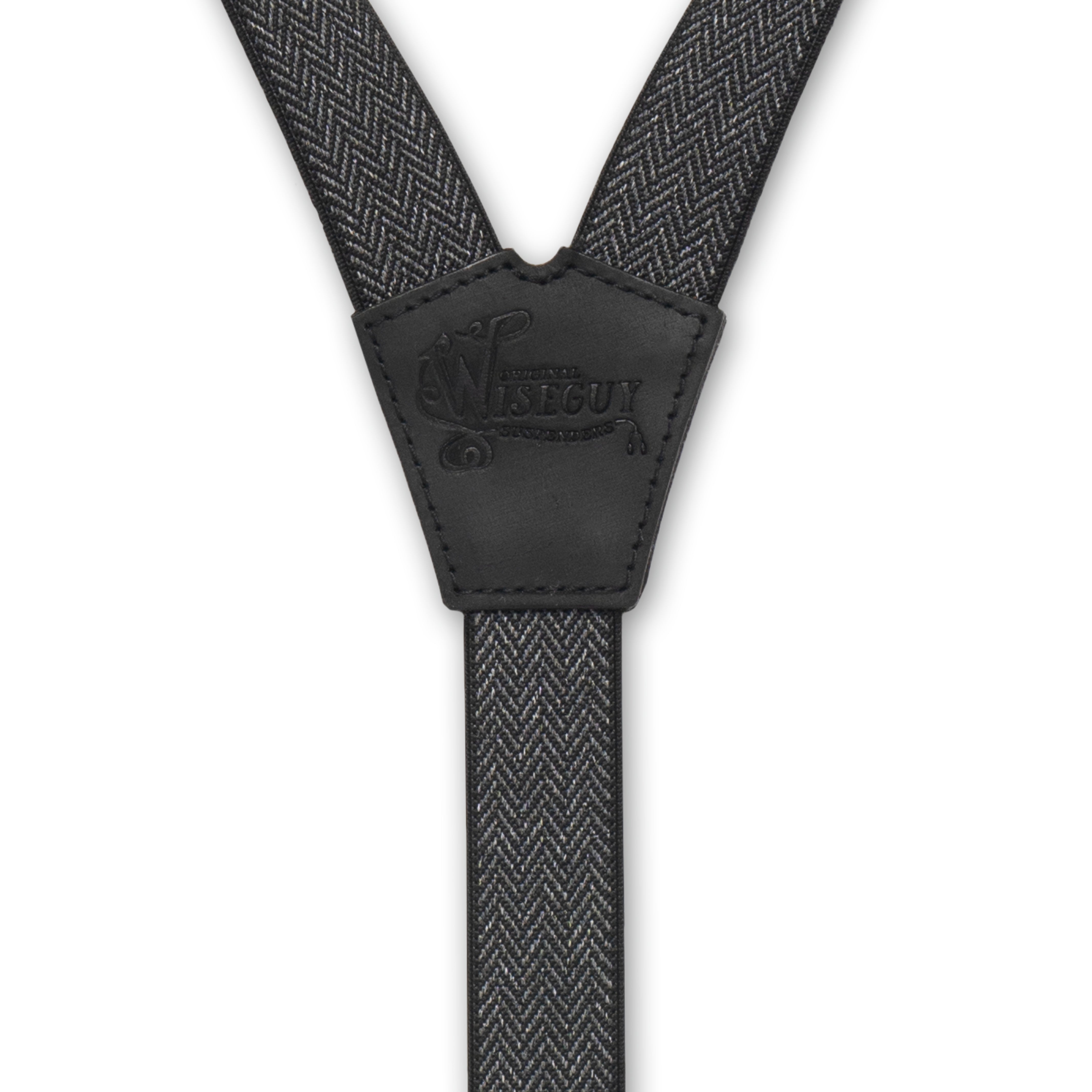 Myriad Herringbone Black Slim Suspenders No. E5113