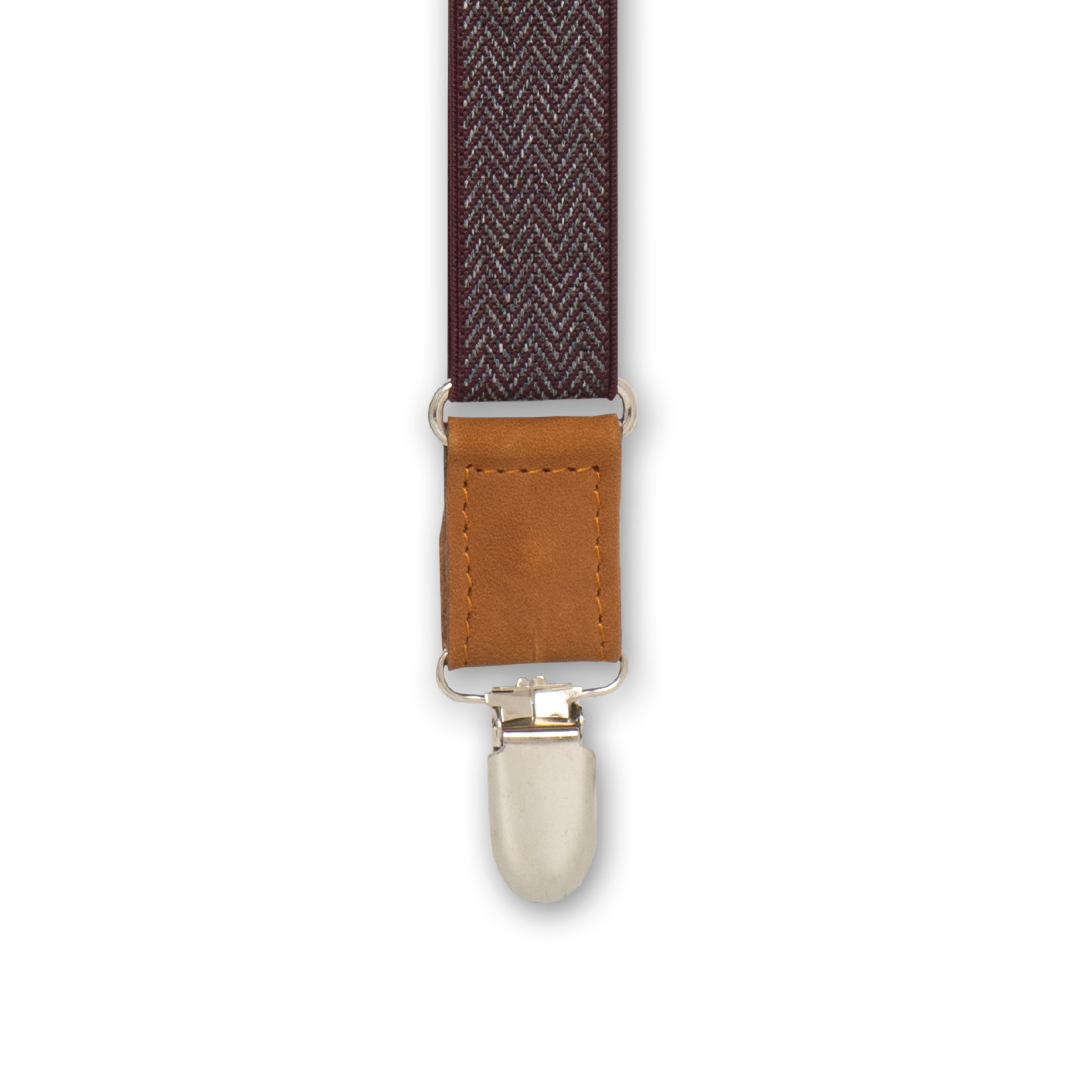 European manufactured elastic Herringbone Burgundy Red Suspenders