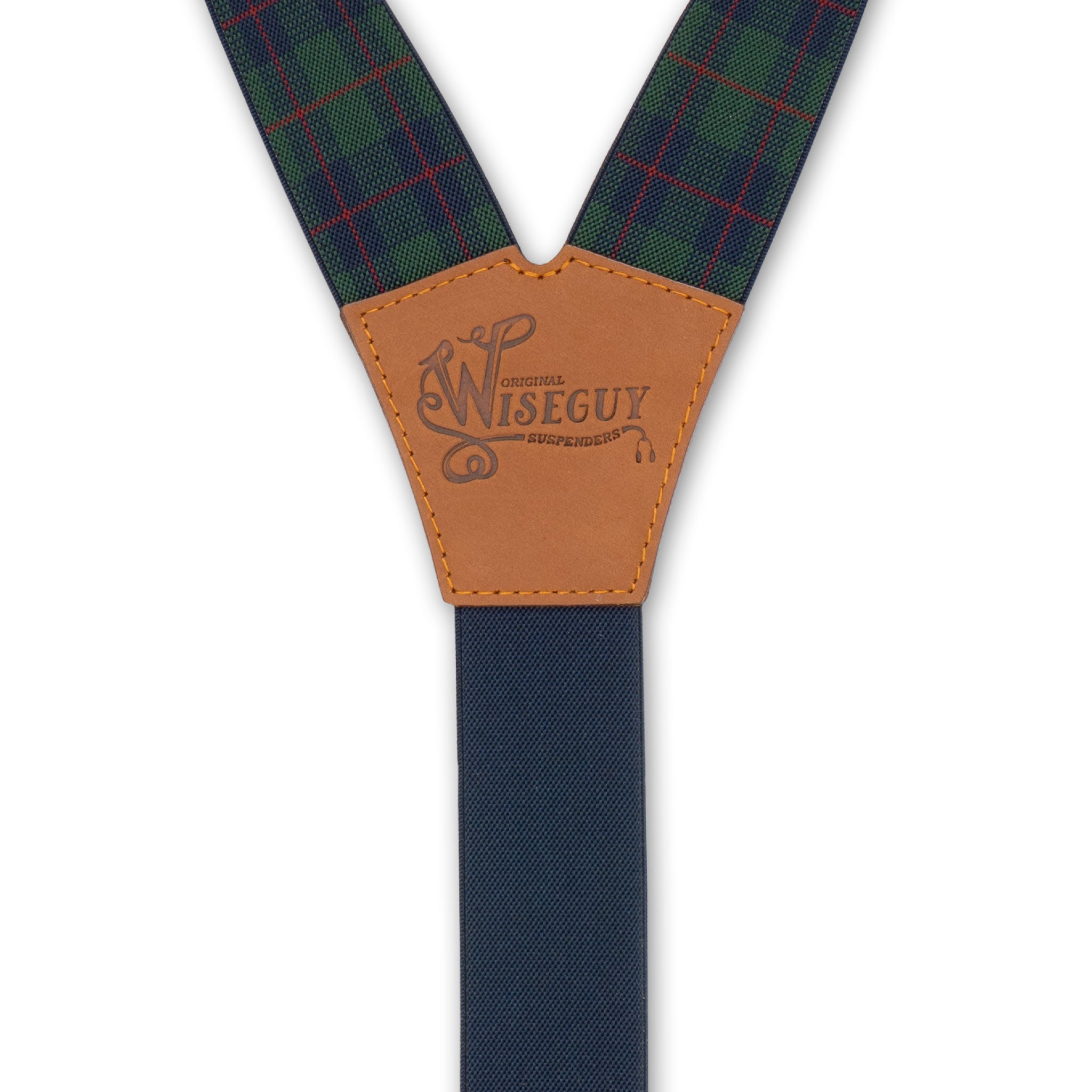 Tartan Green-Navy-Red Wide Suspenders No. E5411