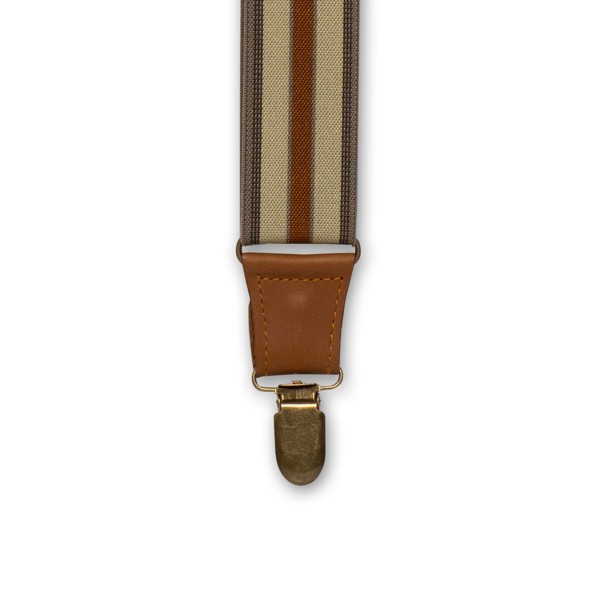 Authentic nubuck leather Camel Brown Striped Flex Suspenders