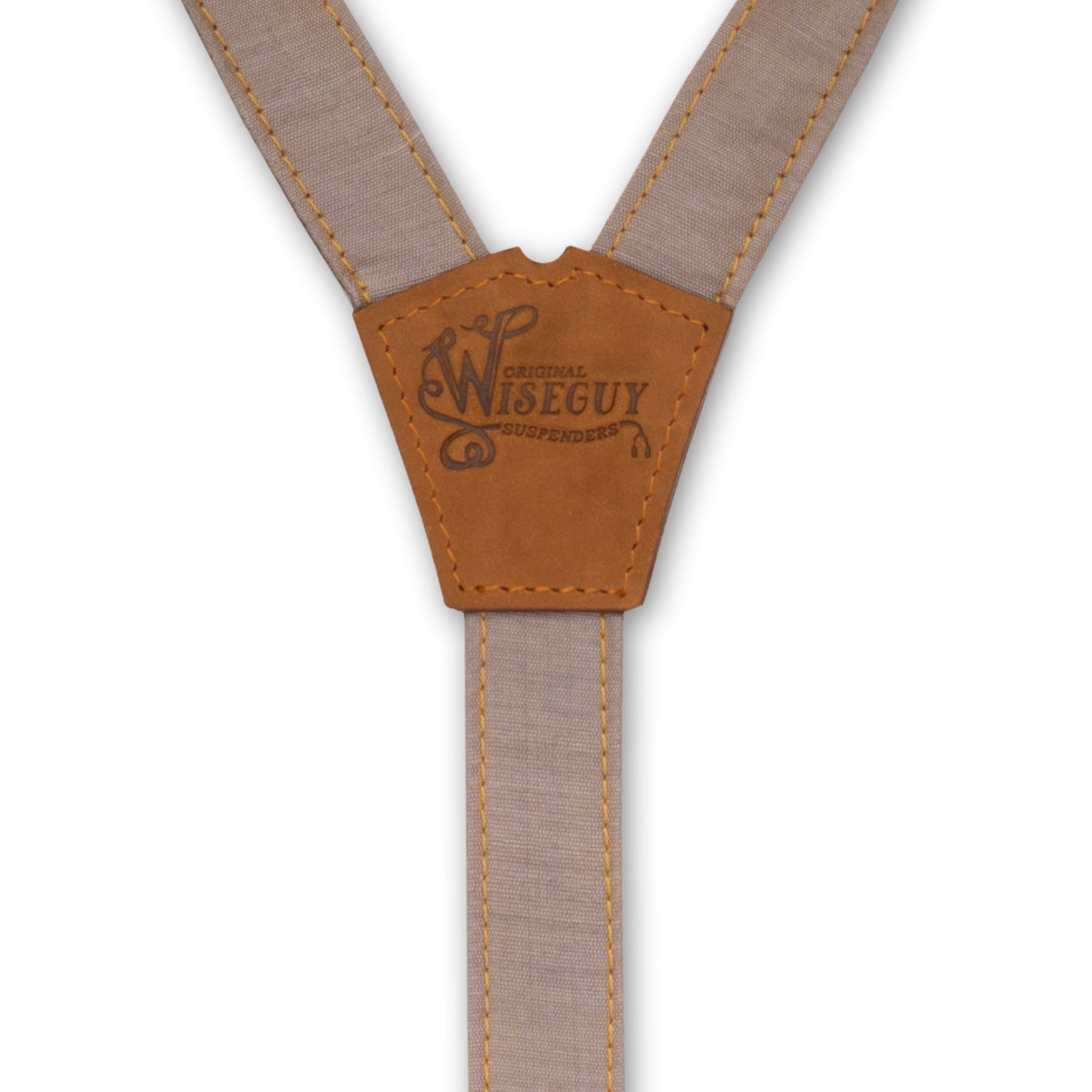 Authentic nubuck leather Camel Brown Striped Flex Suspenders