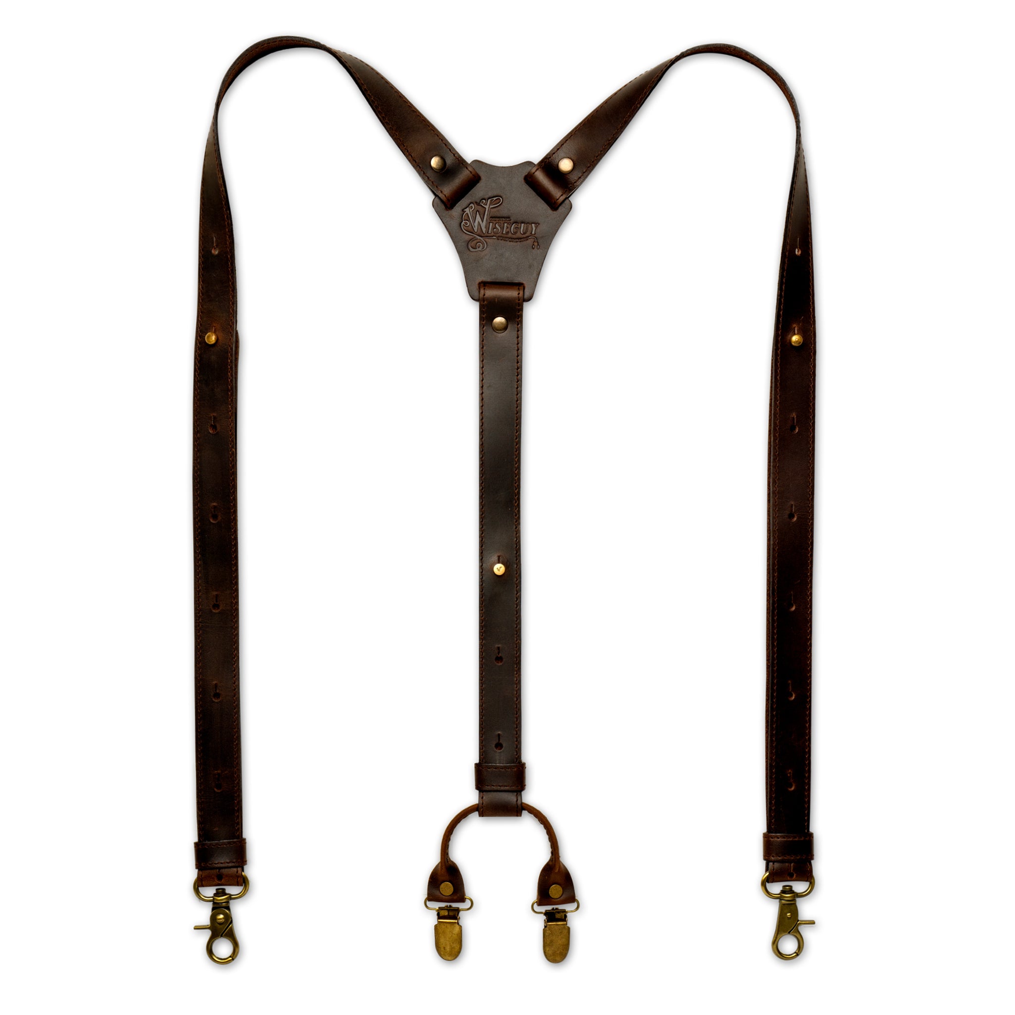 Crazy Horse Stitched Brown Slim Suspenders No. L2210