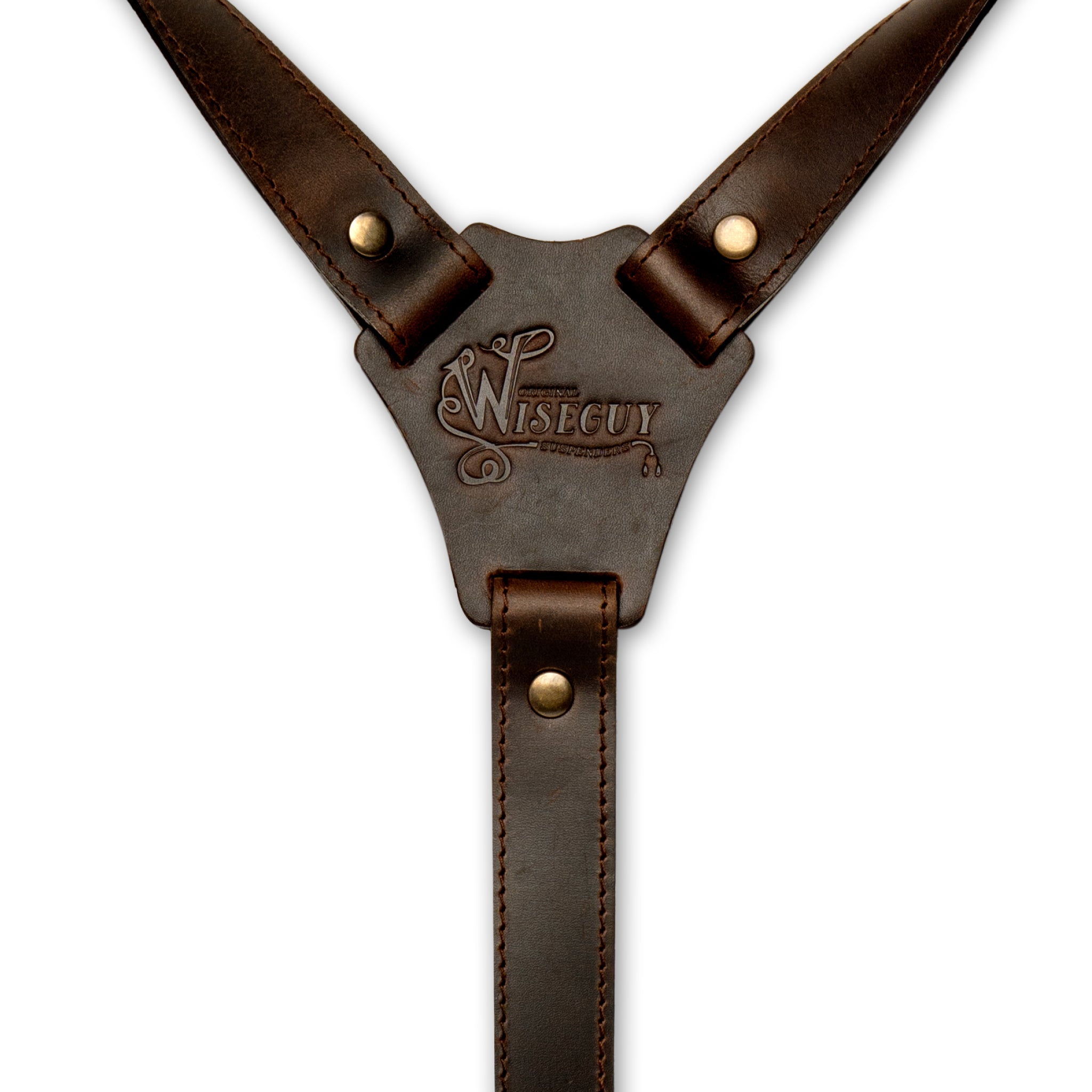 Crazy Horse Stitched Brown Slim Suspenders No. L2210