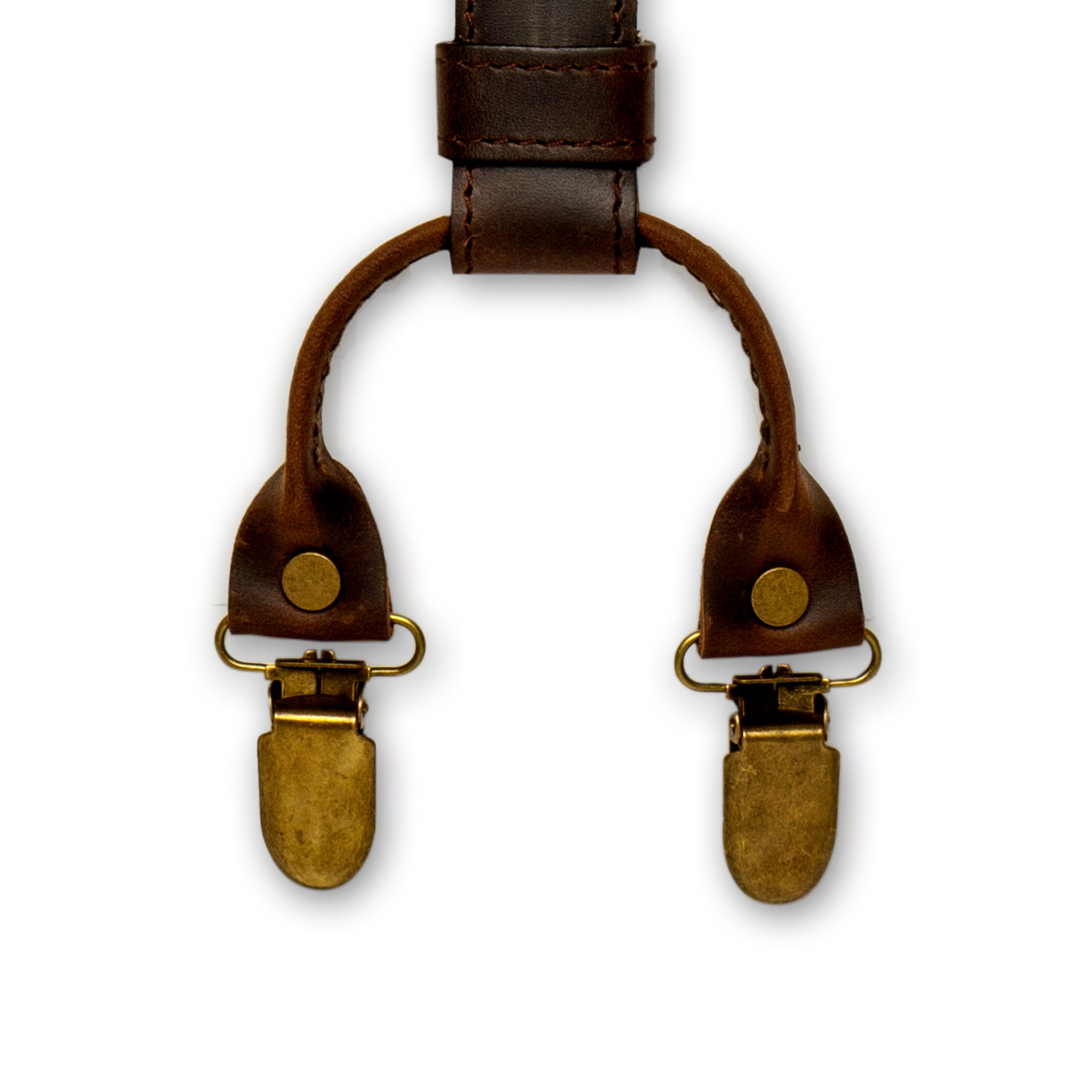 Crazy Horse Stitched Brown Slim Suspenders No. L2210