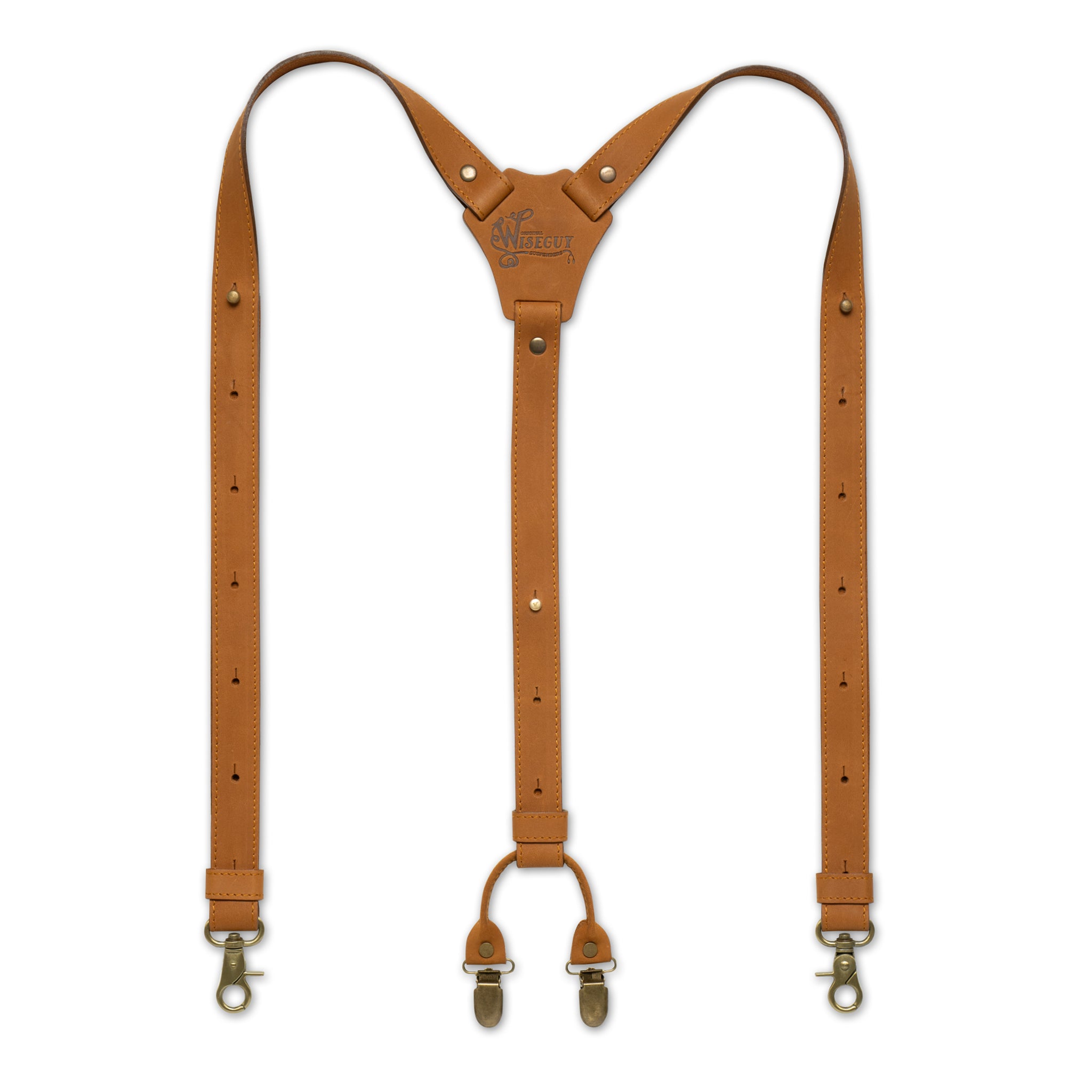 Crazy Horse Stitched Camel Brown Slim Suspenders No. L2211