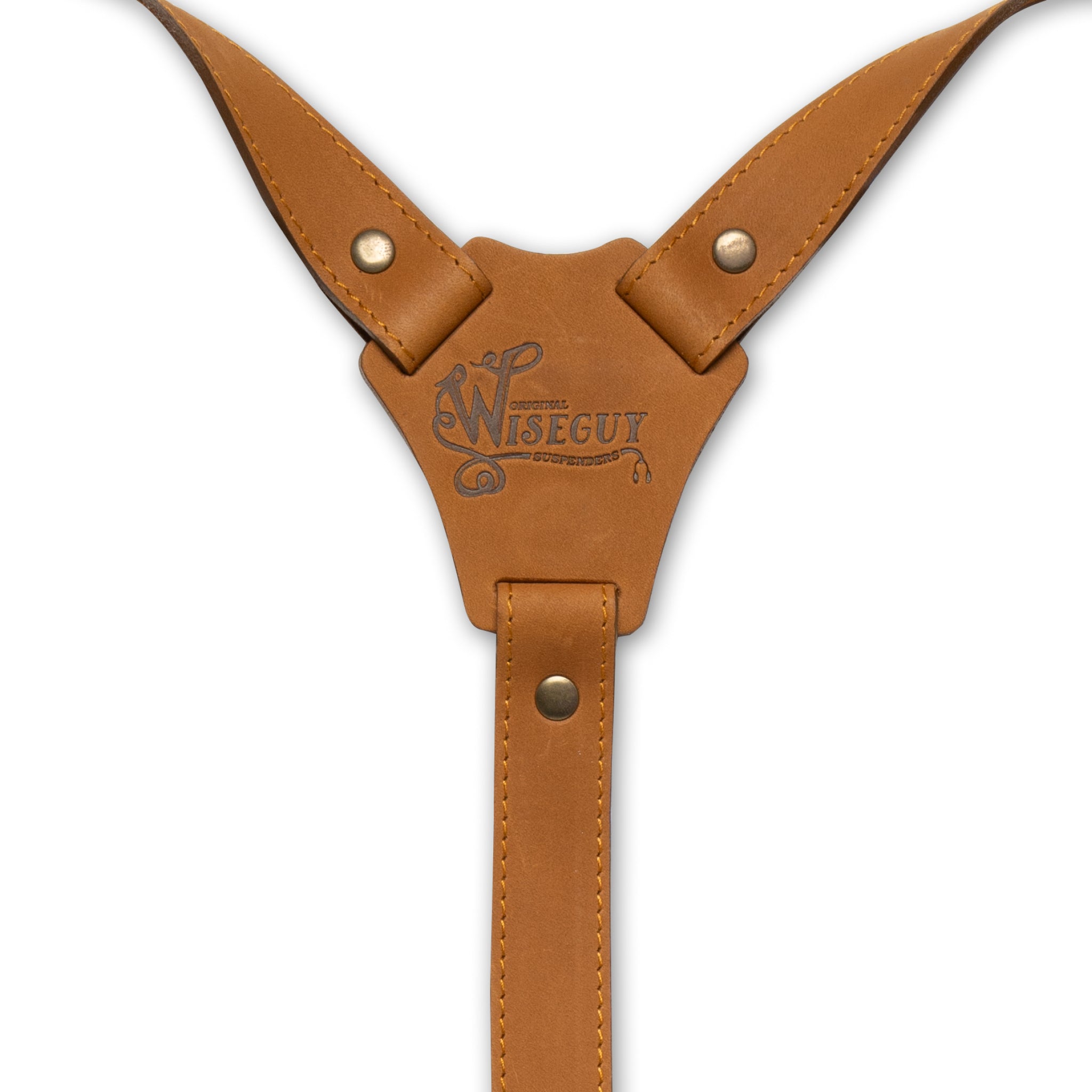 Crazy Horse Stitched Camel Brown Slim Suspenders No. L2211