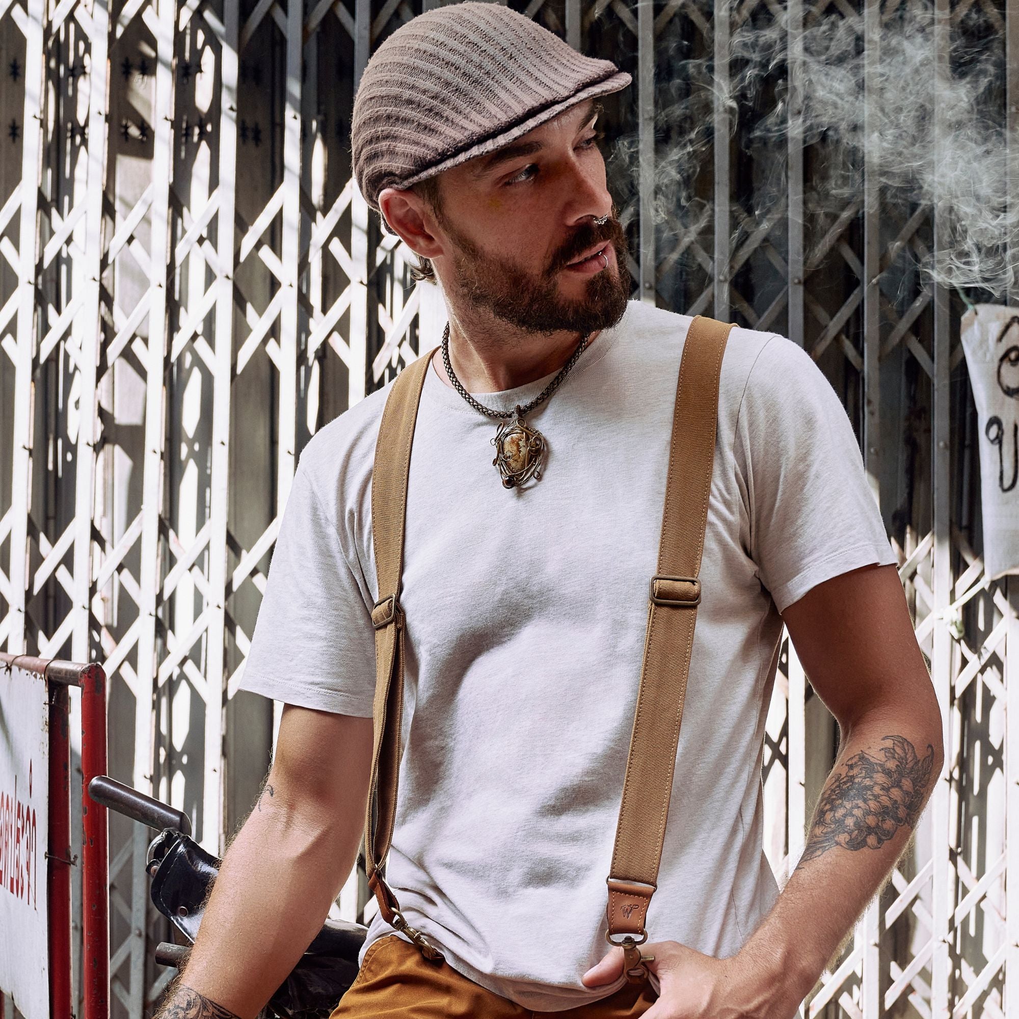 Canvas Mocca Beige Suspenders – Duck – Wide (1.36 inch / 3,5 cm
