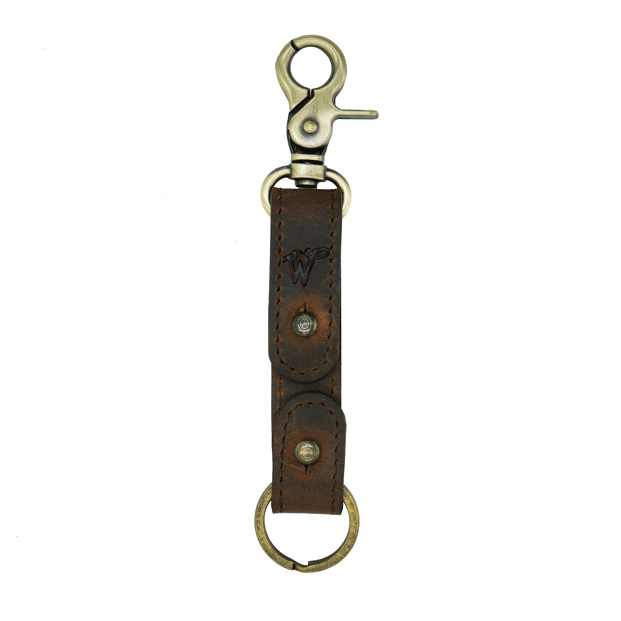 Keyring / Hat-holder Dark Brown Stitched Leather No. A8017