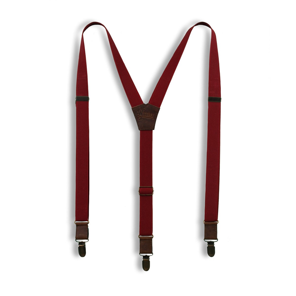 Cordovan Burgundy Formal men's Suspenders on Brown thin 1 inch wide - Wiseguy Suspenders