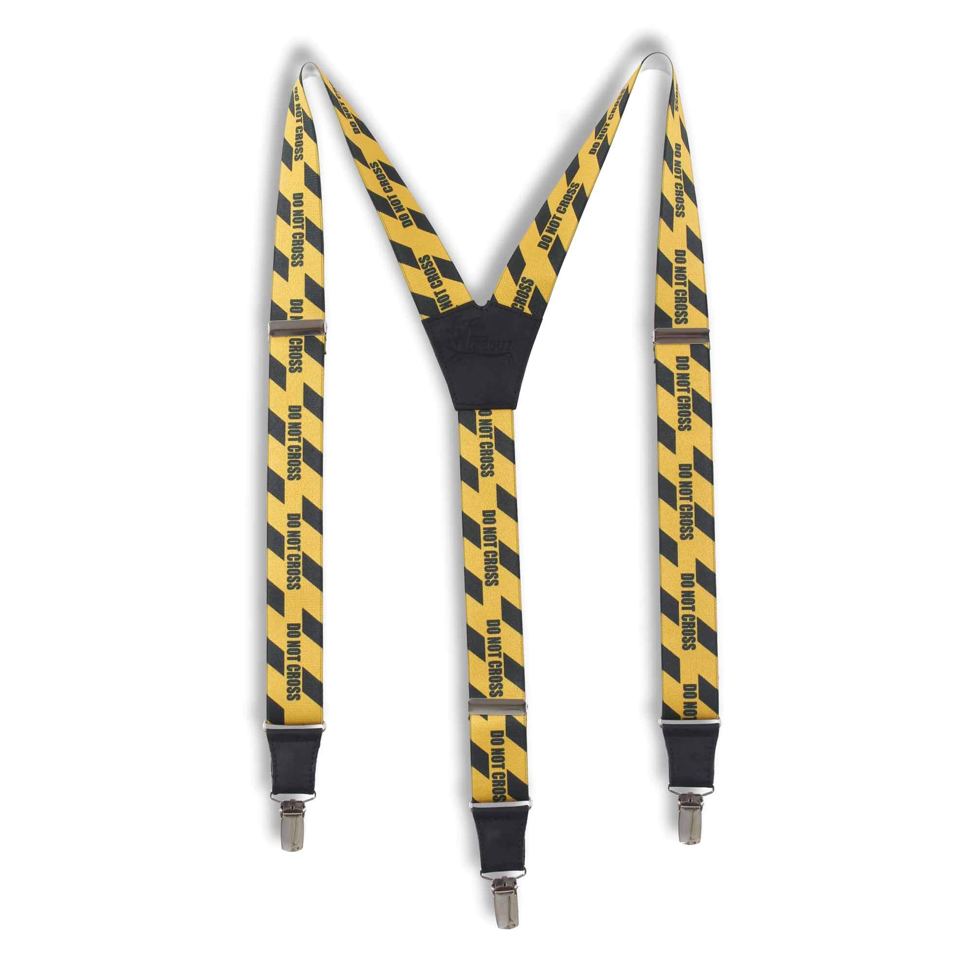 Do Not Cross Yellow casual Suspenders 1.3 inch wide straps - Wiseguy Suspenders