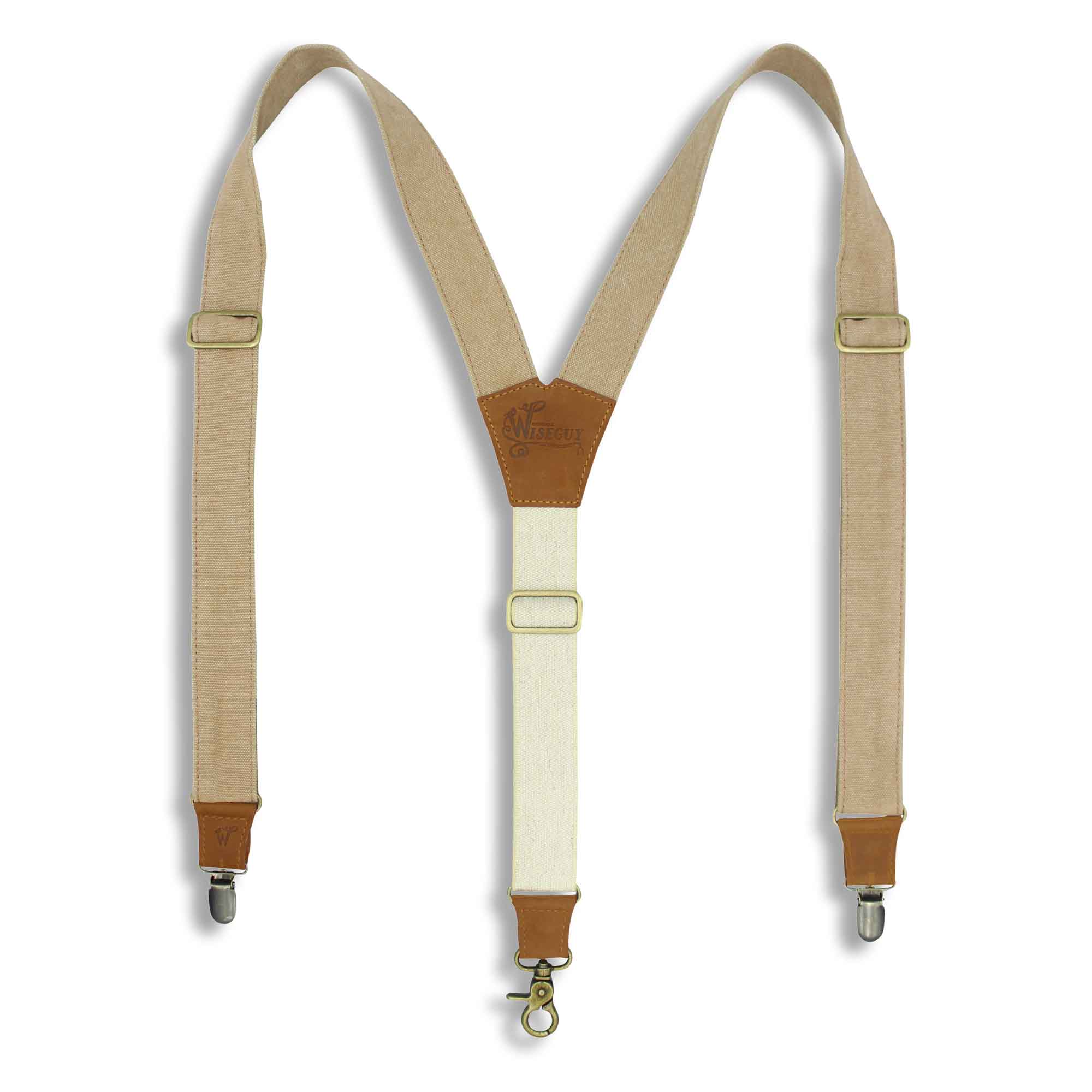 The Duck Canvas Mocca Suspenders with Elastic Sand color back strap - Wiseguy Suspenders