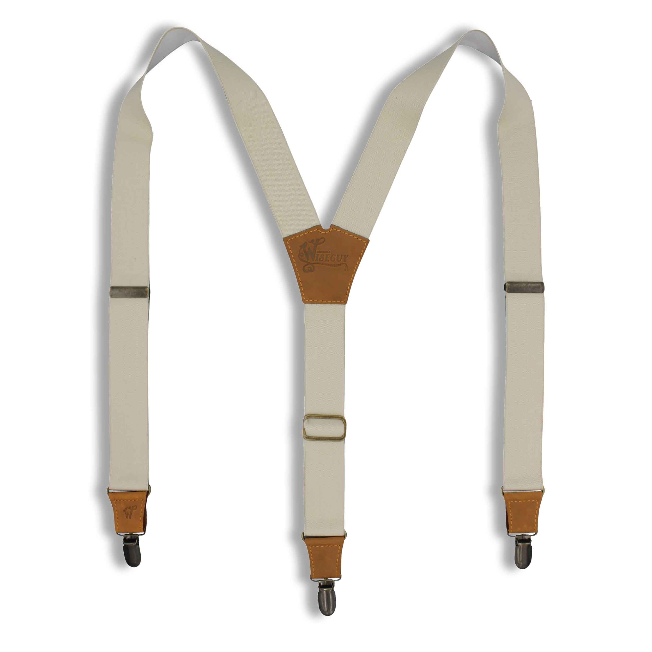 Ivory on Camel Brown Suspenders wide straps (1.36 inch/3.5 cm) - Wiseguy Suspenders