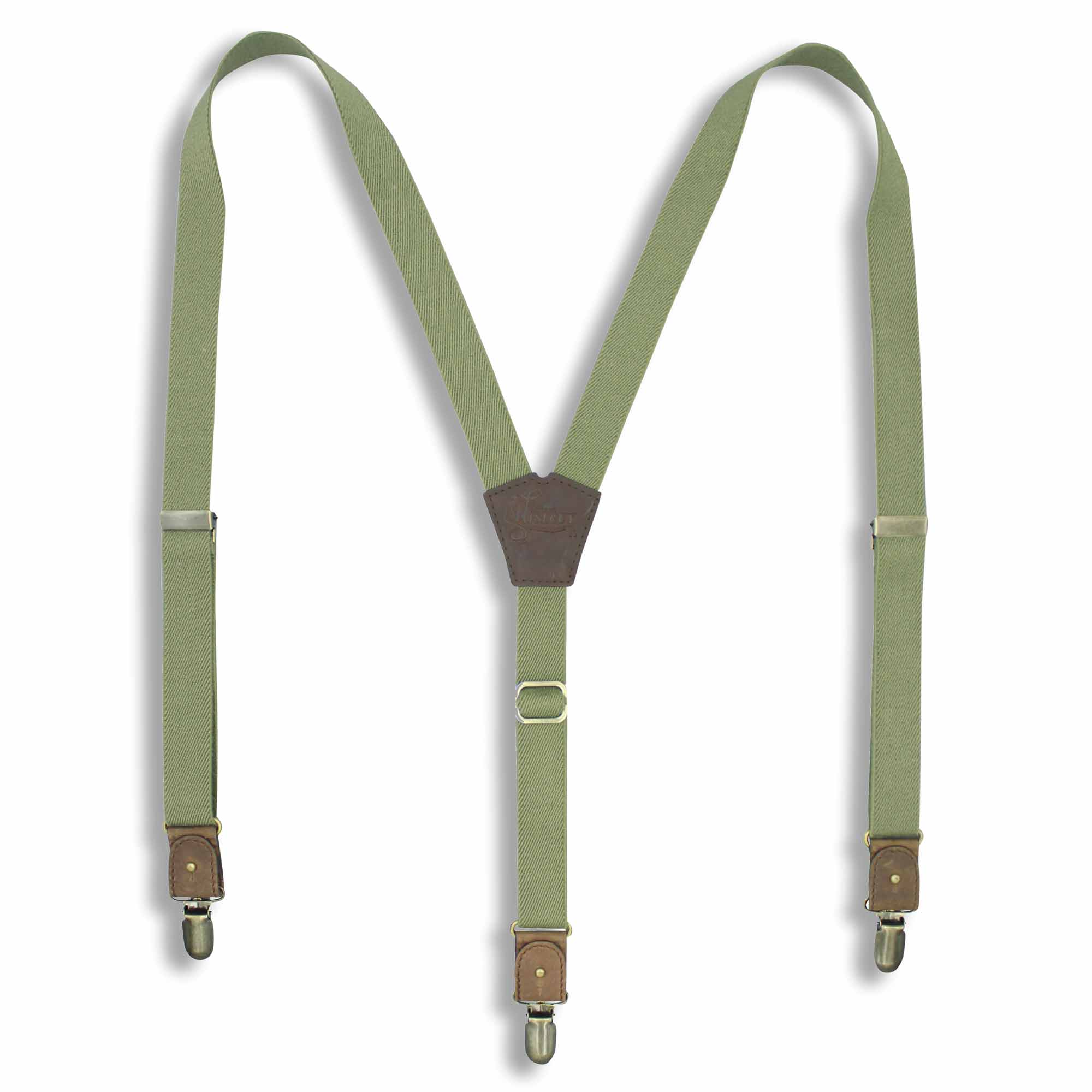 Khaki Green Suspenders slim straps (1 inch/2.54 cm) - Wiseguy Suspenders