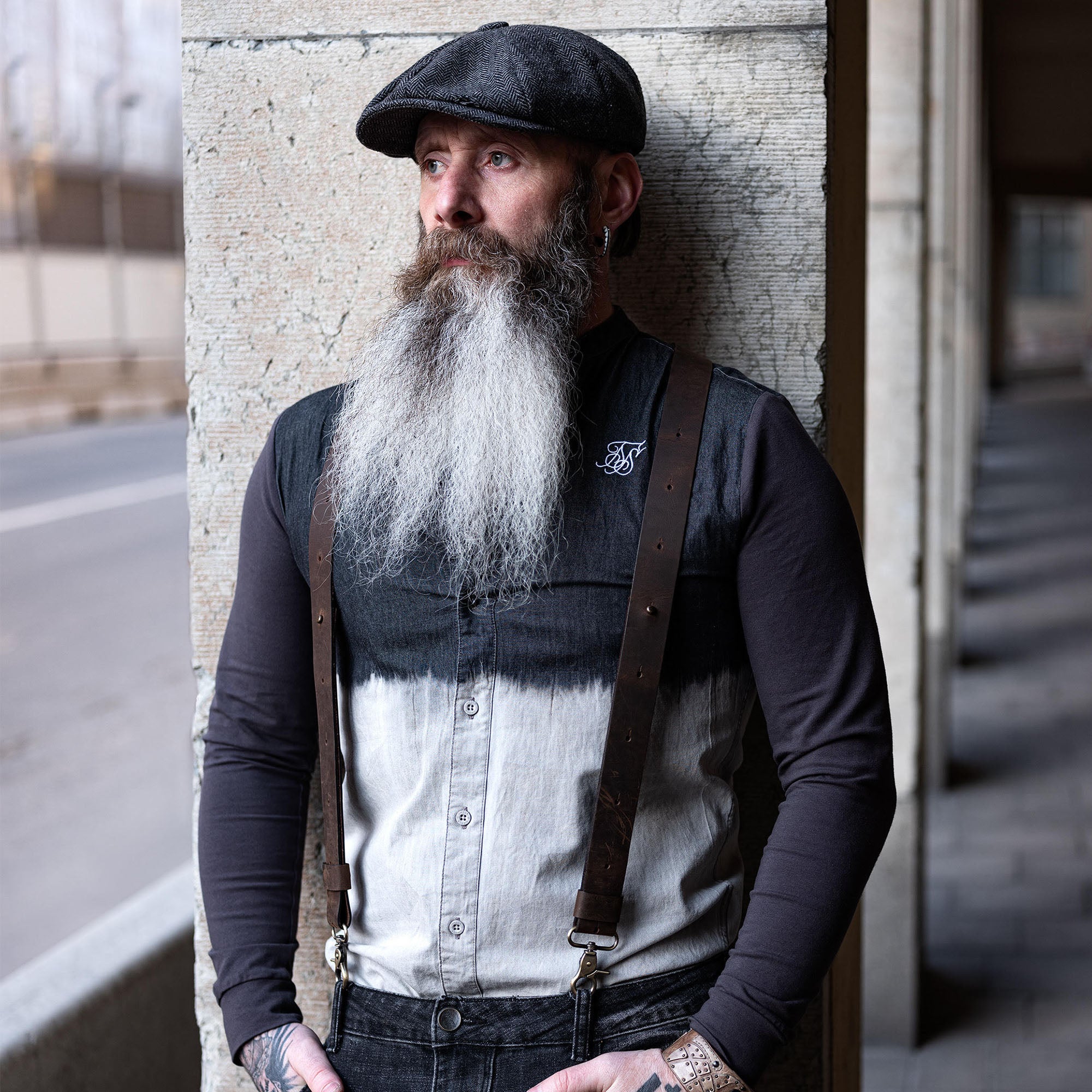 Authentic nubuck leather Dark Brown Suspenders – Crazy Horse