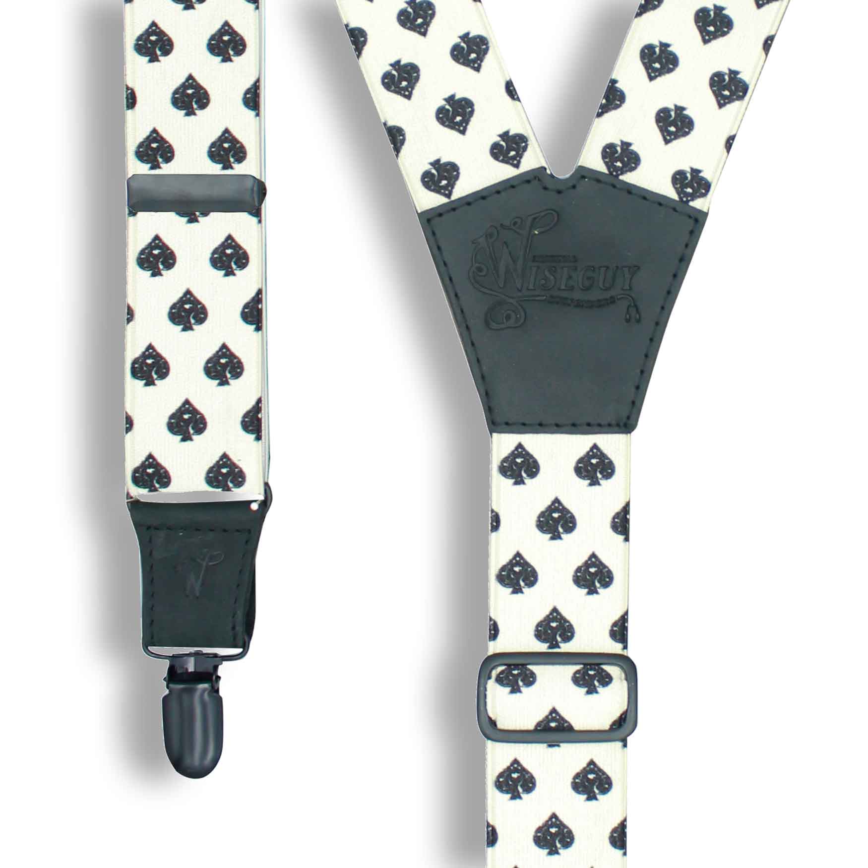 Spades All Black Suspenders wide straps (1.36 inch/ 3.5 cm) - Wiseguy Suspenders