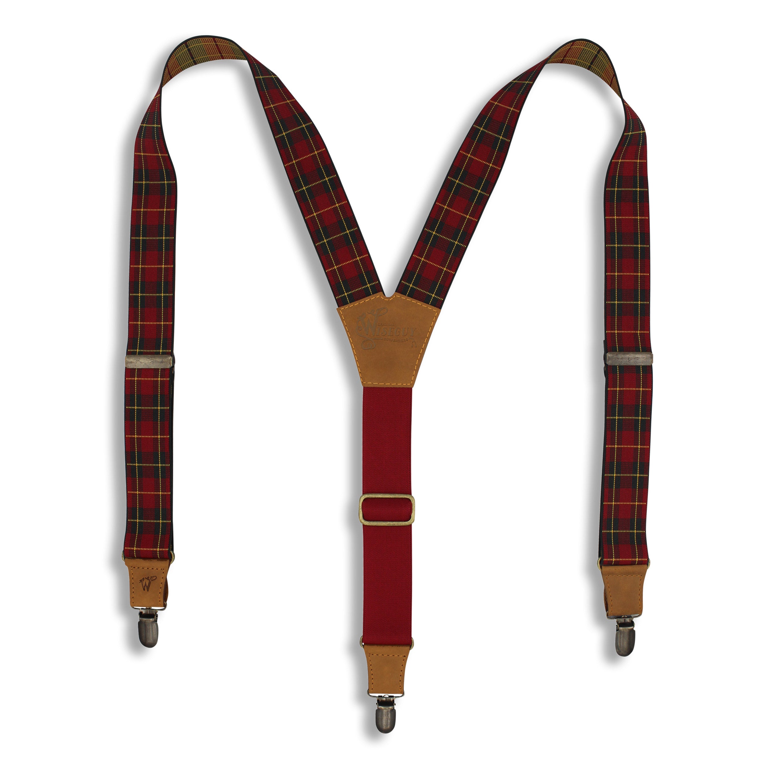 Tartan Red-green-yellow Suspenders wide straps (1.36 inch/ 3.5cm) - Wiseguy Suspenders